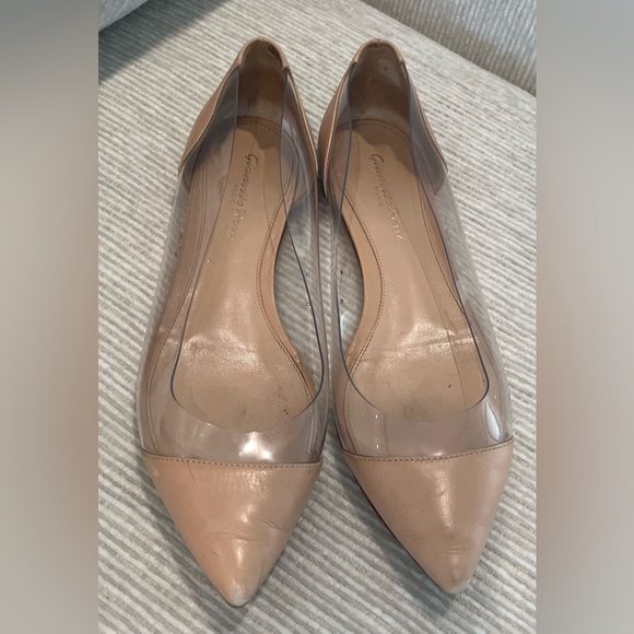 Gianvito Rossi Beige Leather and PVC Plexi Ballet Flats Size 37 - Picture 1 of 6